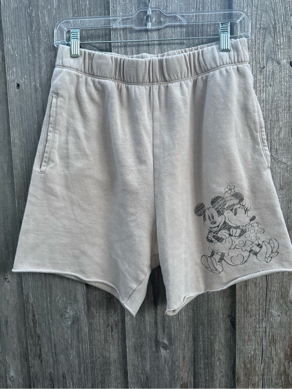 Disney Mickey & Minnie Sweat Shorts Women’s Small Beige Lounge Shorts